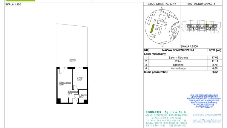 Rzut - Mieszkanie na sprzedaż 2 pokoje o powierzchni 36,55 m² - numer 10C/75 w Jasielska 8C etap II