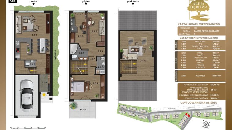 Rzut - Dom na sprzedaż 5 pokoi o powierzchni 142,98 m² - numer G8 w Aleja Dębowa III - domy
