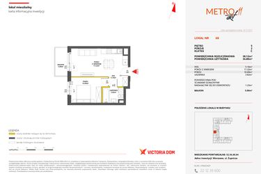 Rzut - Mieszkanie na sprzedaż 2 pokoje o powierzchni 38,16 m² - numer 68 w Metro Art 11