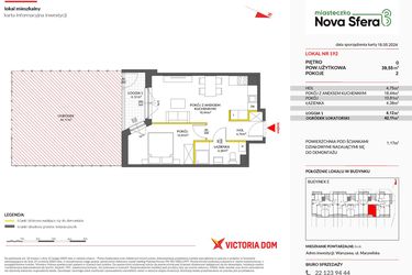 Rzut - Mieszkanie na sprzedaż 2 pokoje o powierzchni 39,55 m² - numer 192 w Miasteczko Nova Sfera 3