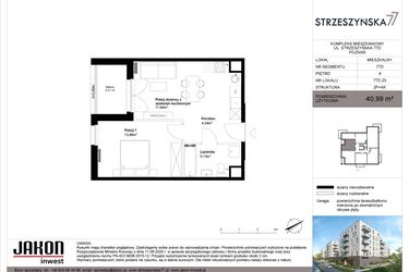 Rzut - Mieszkanie na sprzedaż 2 pokoje o powierzchni 40,99 m² - numer 77D.23 w Strzeszyńska 77