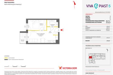 Rzut - Mieszkanie na sprzedaż 2 pokoje o powierzchni 38,42 m² - numer A.13 w Viva Piast 5
