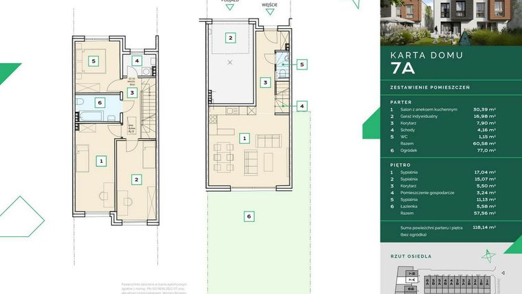 Rzut - Dom na sprzedaż 3 pokoje o powierzchni 118,31 m² - numer 7A w Zapolskiej 12