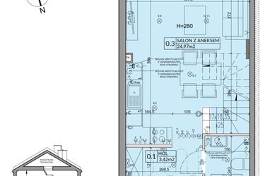 Rzut - Dom na sprzedaż 3 pokoje o powierzchni 65,67 m² - numer 74A w Nova Magdalenka 7 etap IX-XII