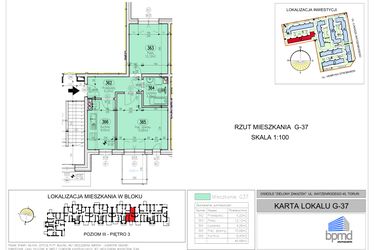 Rzut - Mieszkanie na sprzedaż 2 pokoje o powierzchni 46,68 m² - numer G-37 w Zielony Zakątek - bud. G