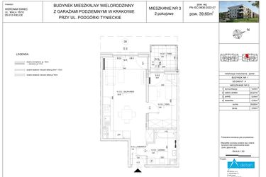 Rzut - Mieszkanie na sprzedaż 2 pokoje o powierzchni 39,6 m² - numer A3 w Podgórki Tynieckie