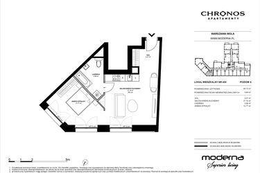 Rzut - Mieszkanie na sprzedaż 2 pokoje o powierzchni 44,13 m² - numer 420 w Chronos etap II