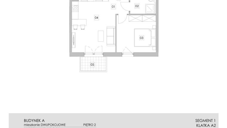 Rzut - Mieszkanie na sprzedaż 2 pokoje o powierzchni 42,13 m² - numer A2.2.36 w ATAL Ruczaj