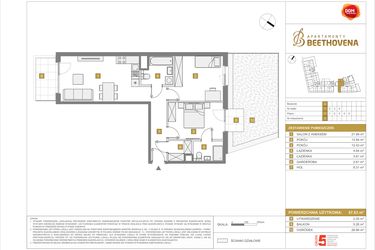 Rzut - Mieszkanie na sprzedaż 3 pokoje o powierzchni 67,83 m² - numer A4 w Apartamenty Beethovena
