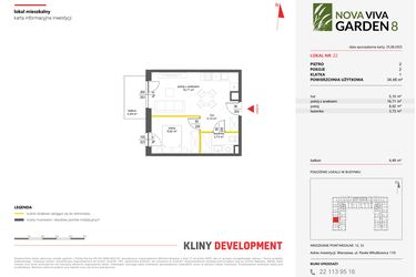 Rzut - Mieszkanie na sprzedaż 2 pokoje o powierzchni 34,46 m² - numer 22 w Nova Viva Garden 8