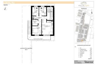 Rzut - Mieszkanie na sprzedaż 4 pokoje o powierzchni 54,96 m² - numer N2 w Villa Stoki (mieszkania)