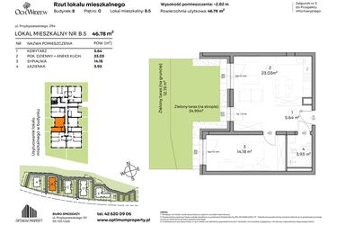 Rzut - Mieszkanie na sprzedaż 2 pokoje o powierzchni 46,78 m² - numer B.5 w Och!Widzew