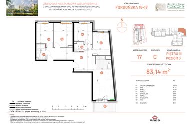 Rzut - Mieszkanie na sprzedaż 5 pokoi o powierzchni 83,14 m² - numer 18.17 w Osiedle Nowe Horyzonty etap II