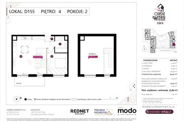 Rzut - Mieszkanie na sprzedaż 3 pokoje o powierzchni 77,35 m² - numer D155 w Osiedle Witaj etap II
