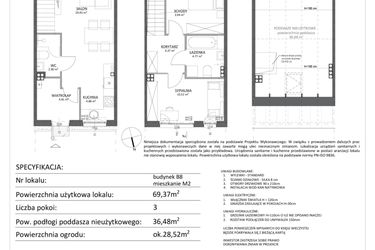Rzut - Mieszkanie na sprzedaż 3 pokoje o powierzchni 69,37 m² - numer B8/2 w Libre Park