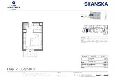 Rzut - Mieszkanie na sprzedaż 1 pokój o powierzchni 29,52 m² - numer HA0318 w Park Skandynawia V