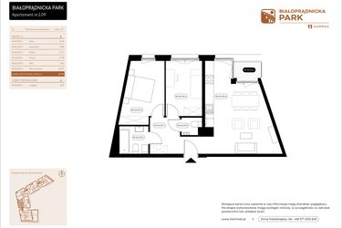 Rzut - Mieszkanie na sprzedaż 3 pokoje o powierzchni 59,09 m² - numer 2.09 w Białoprądnicka Park