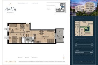 Rzut - Mieszkanie na sprzedaż 3 pokoje o powierzchni 55,57 m² - numer 8 w Alta Novum