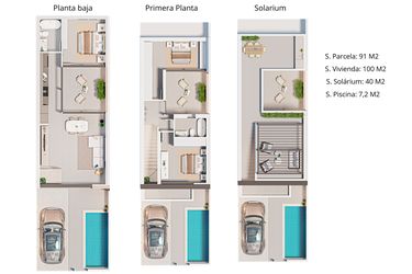 Rzut - Dom na sprzedaż 3 pokoje o powierzchni 100 m² - numer 1 w Domy szeregowe w San Pedro del Pinatar - 27473445