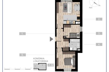 Rzut - Mieszkanie na sprzedaż 3 pokoje o powierzchni 52,8 m² - numer 44 w Szczytno Dąbrowskiego - etap 3