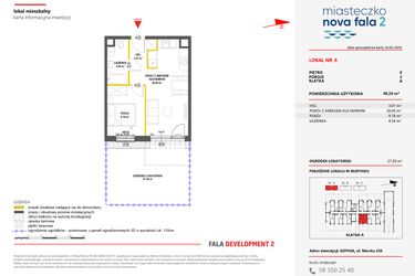 Rzut - Mieszkanie na sprzedaż 2 pokoje o powierzchni 38,26 m² - numer 6 w Miasteczko Nova Fala 2