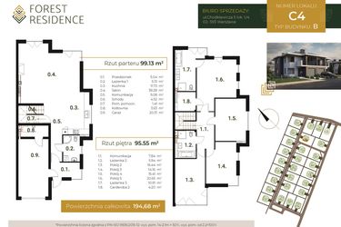 Rzut - Dom na sprzedaż 6 pokoi o powierzchni 194,68 m² - numer C.4 w Forest Residence II