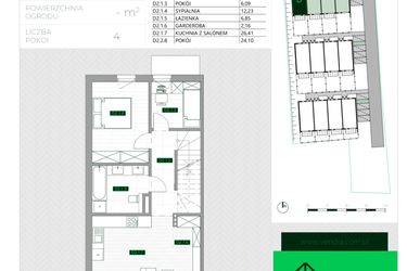 Rzut - Mieszkanie na sprzedaż 4 pokoje o powierzchni 86,2 m² - numer D2 w Zielona Krzyszkowicka