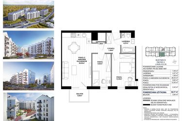 Rzut - Mieszkanie na sprzedaż 3 pokoje o powierzchni 61,75 m² - numer B.3.35 w Skandinavia