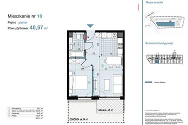Rzut - Mieszkanie na sprzedaż 2 pokoje o powierzchni 40,57 m² - numer 10 w Medyków 32