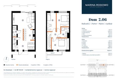 Rzut - Dom na sprzedaż 4 pokoje o powierzchni 93,61 m² - numer 2.06 w Apartamenty Marina Rogowo