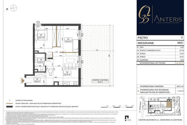 Rzut - Mieszkanie na sprzedaż 3 pokoje o powierzchni 63,9 m² - numer M.03 w Ożarowska 35