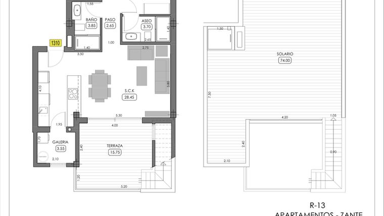 Rzut - Dom na sprzedaż 2 pokoje o powierzchni 73,15 m² - numer 1-2 w Domy w zamku Montemar - 44815514