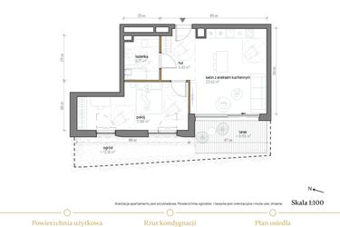 Rzut - Mieszkanie na sprzedaż 2 pokoje o powierzchni 53,7 m² - numer B/0/5 w Kopernika 71