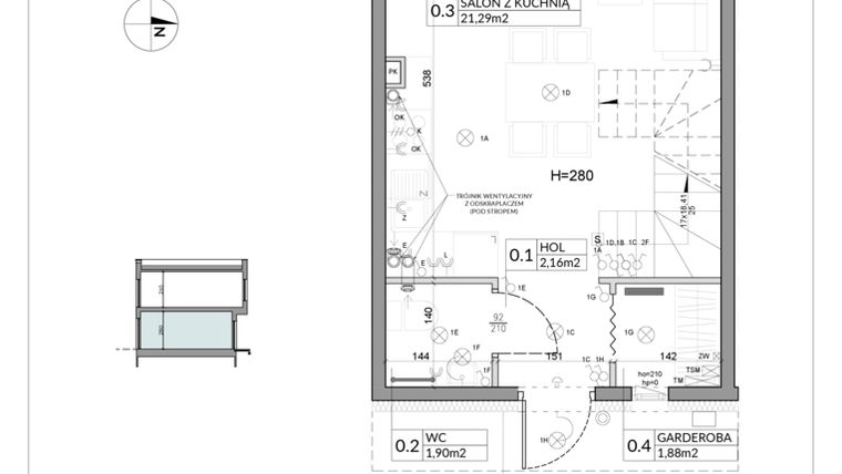 Rzut - Dom na sprzedaż 3 pokoje o powierzchni 62,16 m² - numer 23 w Boska Ksawerowska 2 etap 2
