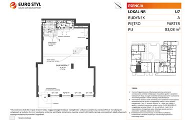 Rzut - Lokal użytkowy na sprzedaż 1 pokój o powierzchni 83,08 m² - numer 7 w Esencja