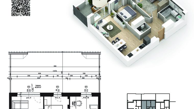 Rzut - Mieszkanie na sprzedaż 3 pokoje o powierzchni 62,1 m² - numer 3 w Piano Park etap V