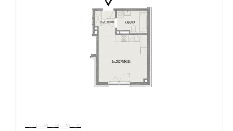 Rzut - Mieszkanie na sprzedaż 1 pokój o powierzchni 27,42 m² - numer B1 w Komuny Paryskiej 19a