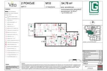 Rzut - Mieszkanie na sprzedaż 2 pokoje o powierzchni 54,78 m² - numer 10 w Vita Ząbki