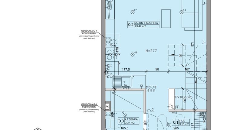 Rzut - Dom na sprzedaż 3 pokoje o powierzchni 63,99 m² - numer 39A w Ogrody Przyjaciół 5 etap IV