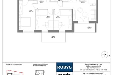 Rzut - Mieszkanie na sprzedaż 4 pokoje o powierzchni 75,69 m² - numer B.7M05 w Początek Piątkowo bud. B