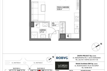 Rzut - Mieszkanie na sprzedaż 1 pokój o powierzchni 32,11 m² - numer B1M08 w Pas Startowy bud. A i B