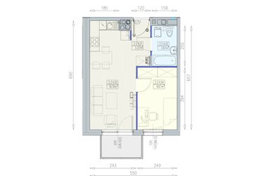 Rzut - Mieszkanie na sprzedaż 2 pokoje o powierzchni 35,62 m² - numer K1 2/2/4/2a w Południk 17 - budynek K1