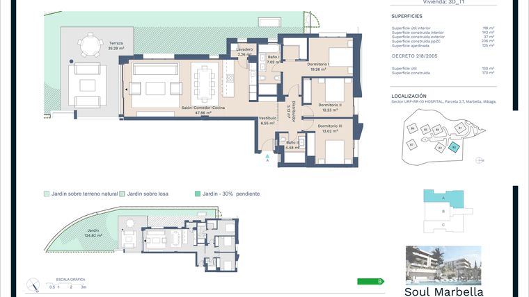 Rzut - Mieszkanie na sprzedaż 3 pokoje o powierzchni 169,49 m² - numer 2541-VI-2-0-A w Soul Marbella Sunshine