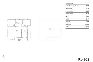 Rzut - Dom na sprzedaż 3 pokoje o powierzchni 82,69 m² - numer 1-102 w Domy w San Miguel de Salinas - 87172235