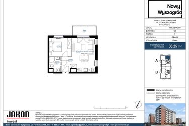 Rzut - Mieszkanie na sprzedaż 2 pokoje o powierzchni 36,25 m² - numer C3.A29 w Nowy Wyszogród etap III