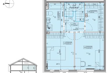 Rzut - Dom na sprzedaż 3 pokoje o powierzchni 68,6 m² - numer 40B w Ogrody Przyjaciół 5 etap IV