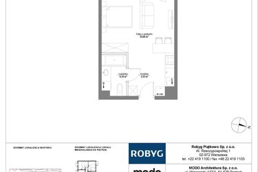 Rzut - Mieszkanie na sprzedaż 1 pokój o powierzchni 31,21 m² - numer 1M13 w Początek Piątkowo bud. F