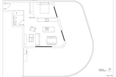 Rzut - Mieszkanie na sprzedaż 1 pokój o powierzchni 172 m² - numer 6-B w Mieszkania w Calpe - 94000145