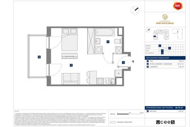 Rzut - Mieszkanie na sprzedaż 1 pokój o powierzchni 30,7 m² - numer H60 w Apartamenty Park Matecznego Etap 2.2