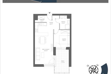 Rzut - Mieszkanie na sprzedaż 2 pokoje o powierzchni 50,02 m² - numer H.308 w Nautica Resort etap III